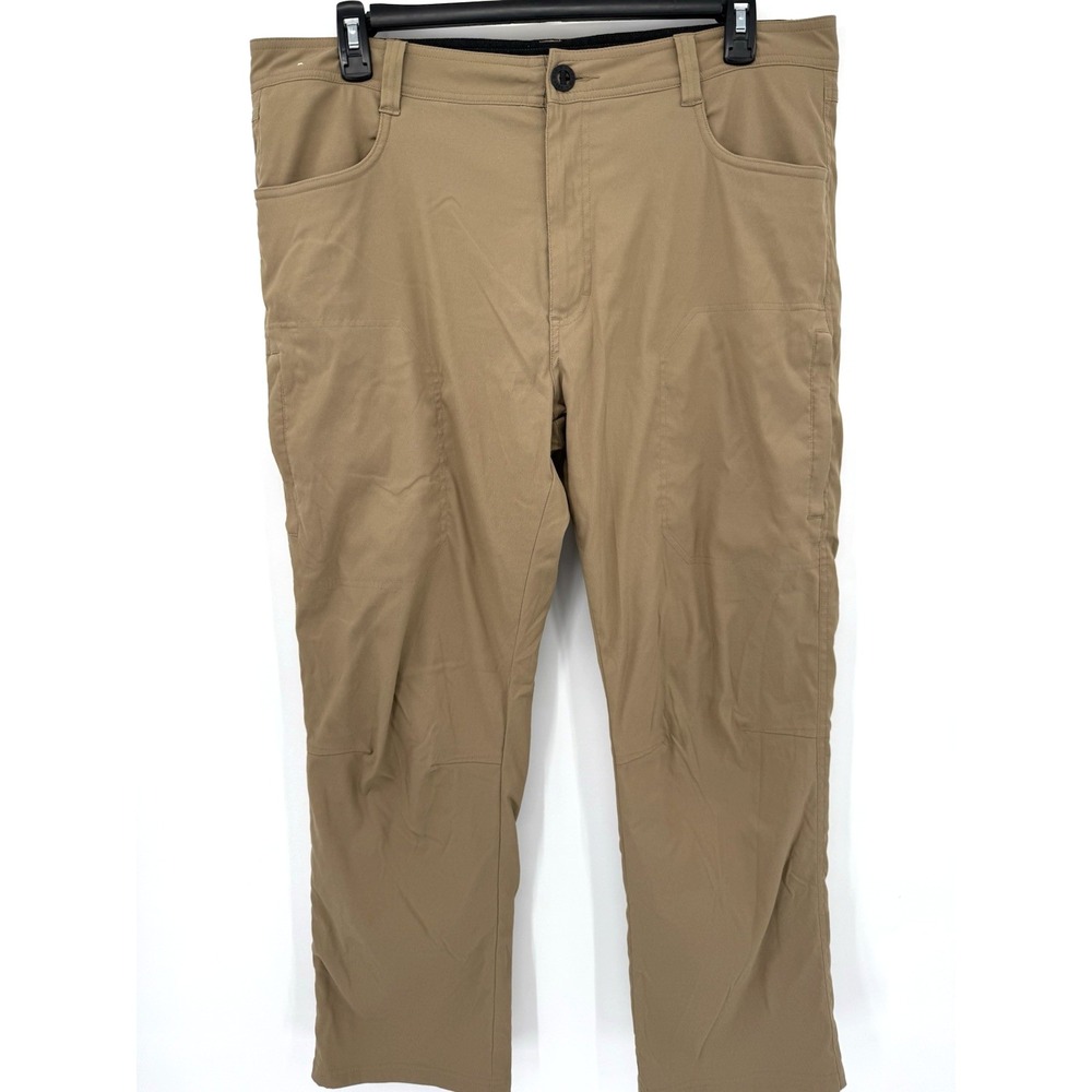 Orvis Performance Tech Pants Khaki Mens 38x29 Fleece Lined Stretch Nylon Hike